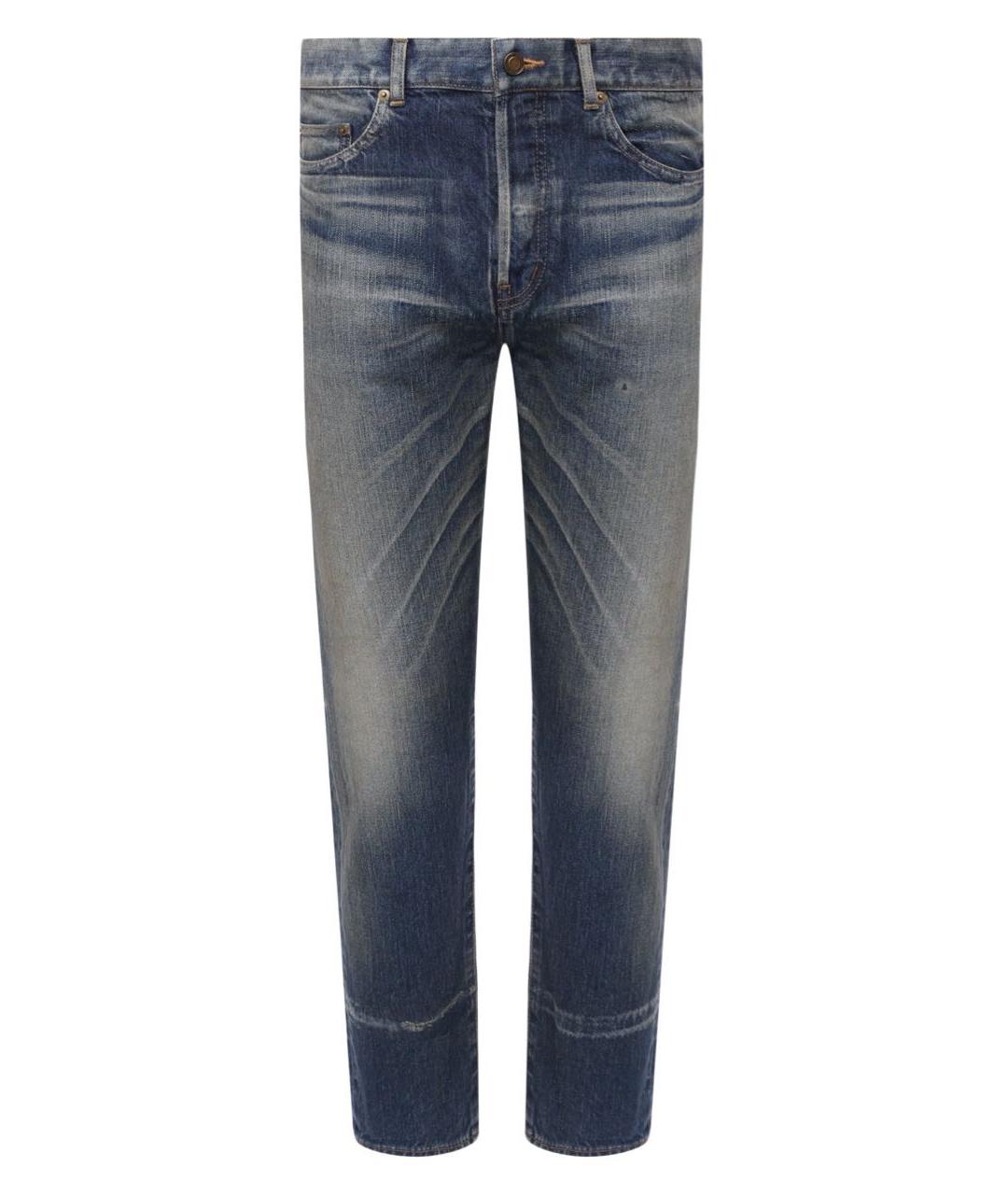SAINT LAURENT Синие хлопковые прямые джинсы, фото 8