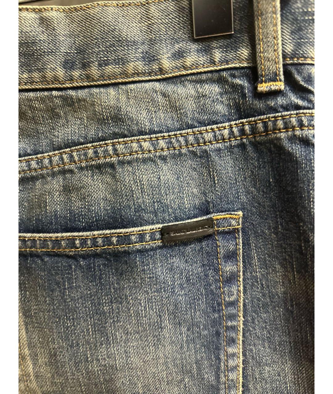 SAINT LAURENT Синие хлопковые прямые джинсы, фото 5