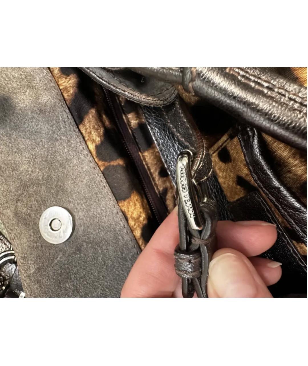 DOLCE&GABBANA Серая замшевая сумка с короткими ручками, фото 5