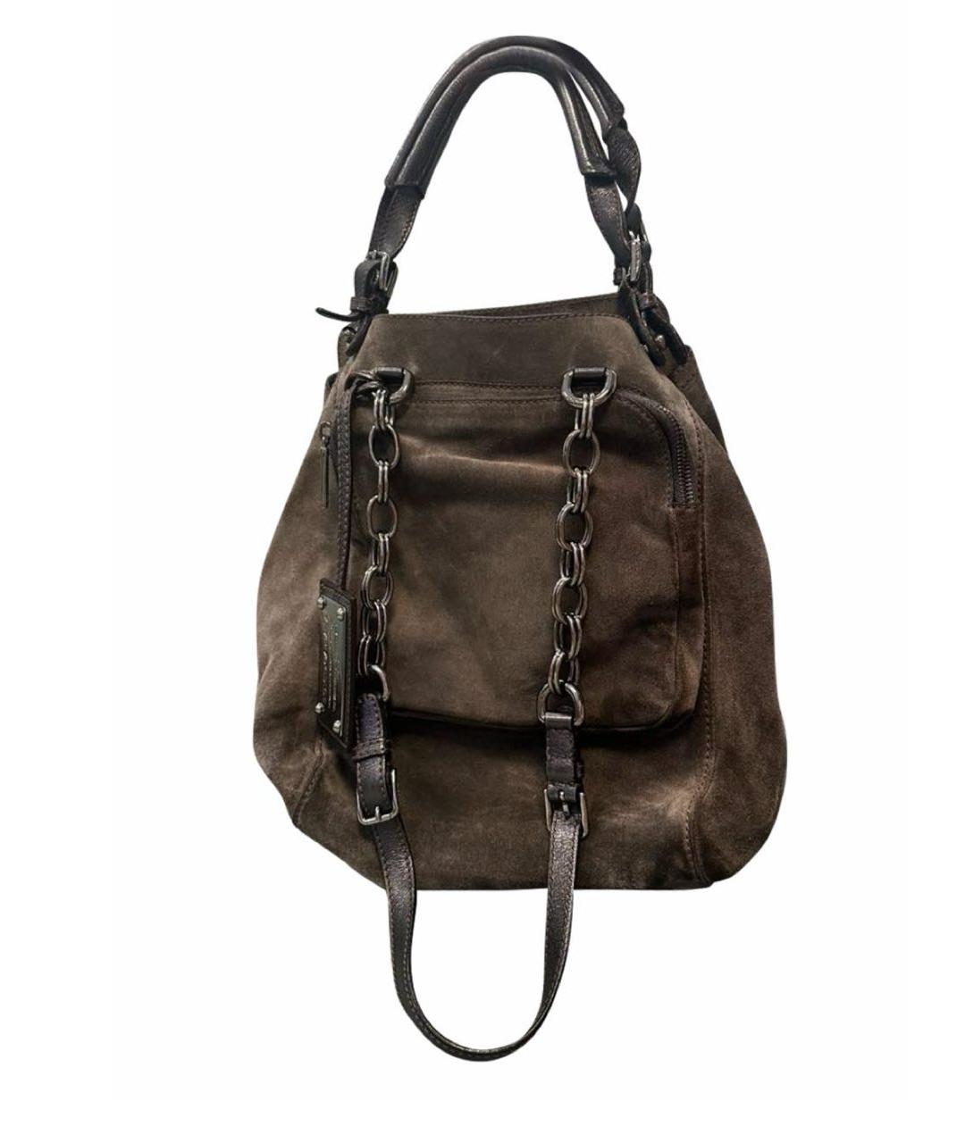 DOLCE&GABBANA Серая замшевая сумка с короткими ручками, фото 9