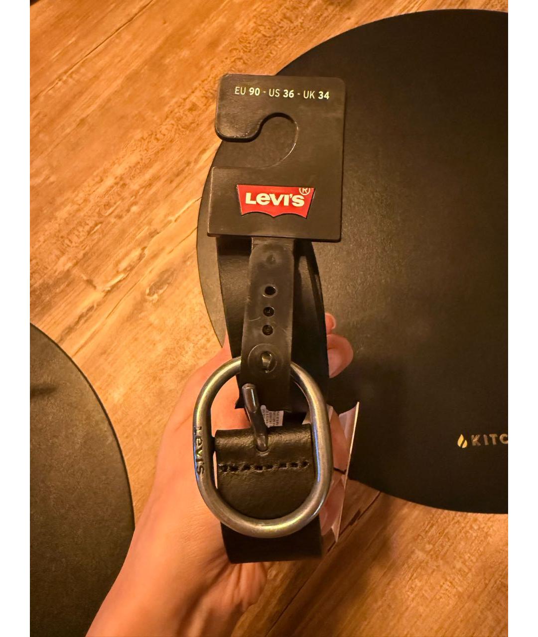 LEVI'S Черный кожаный ремень, фото 6