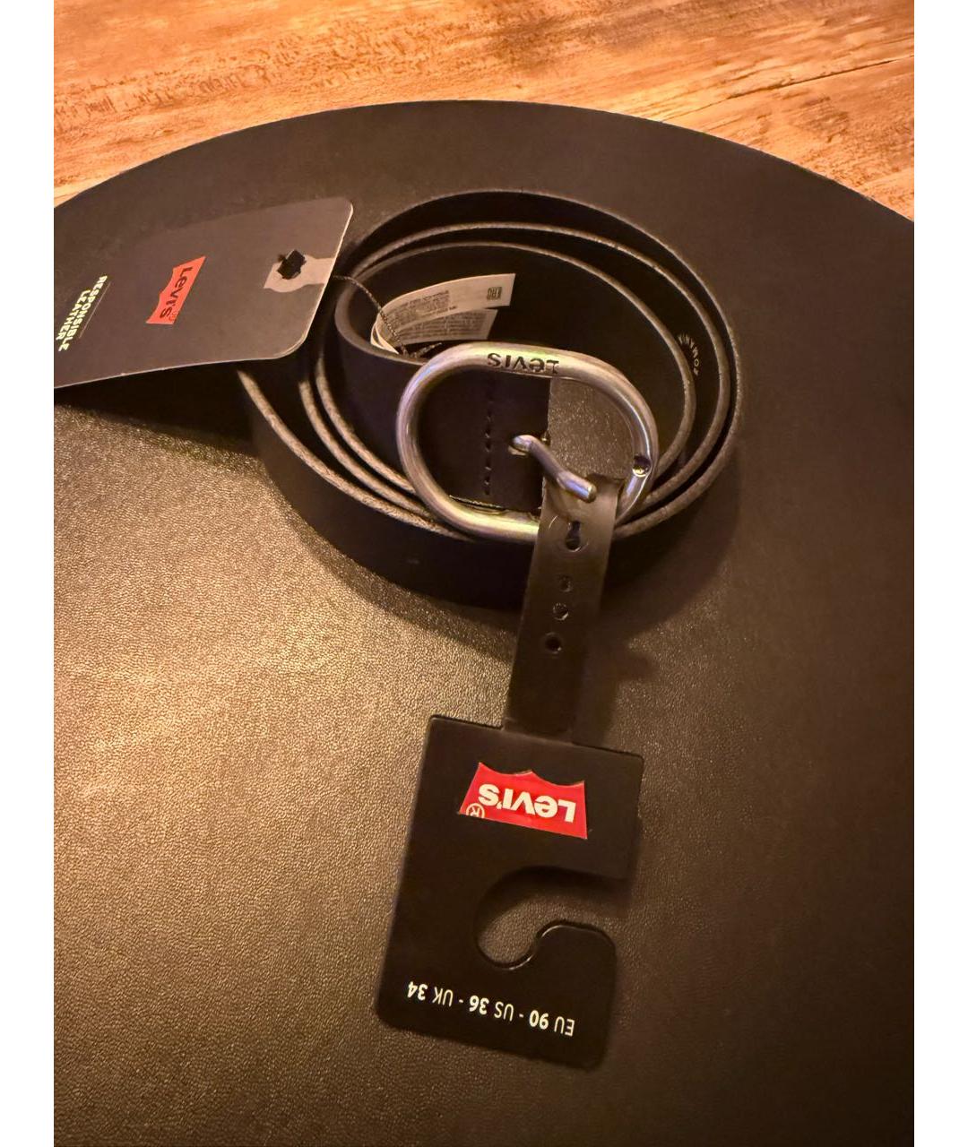 LEVI'S Черный кожаный ремень, фото 5