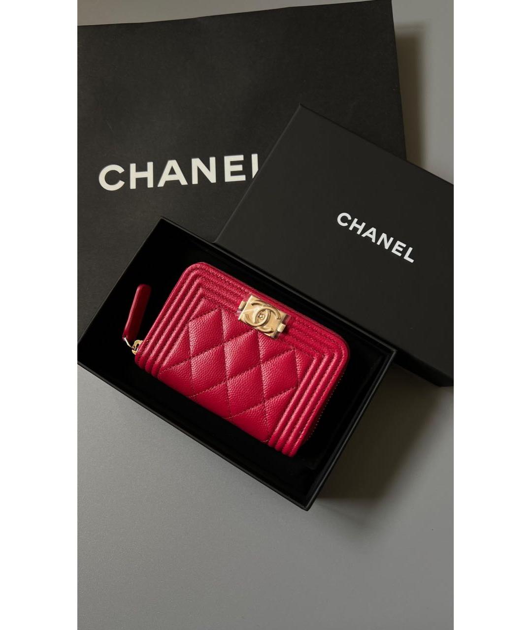 CHANEL Красный кожаный кошелек, фото 2