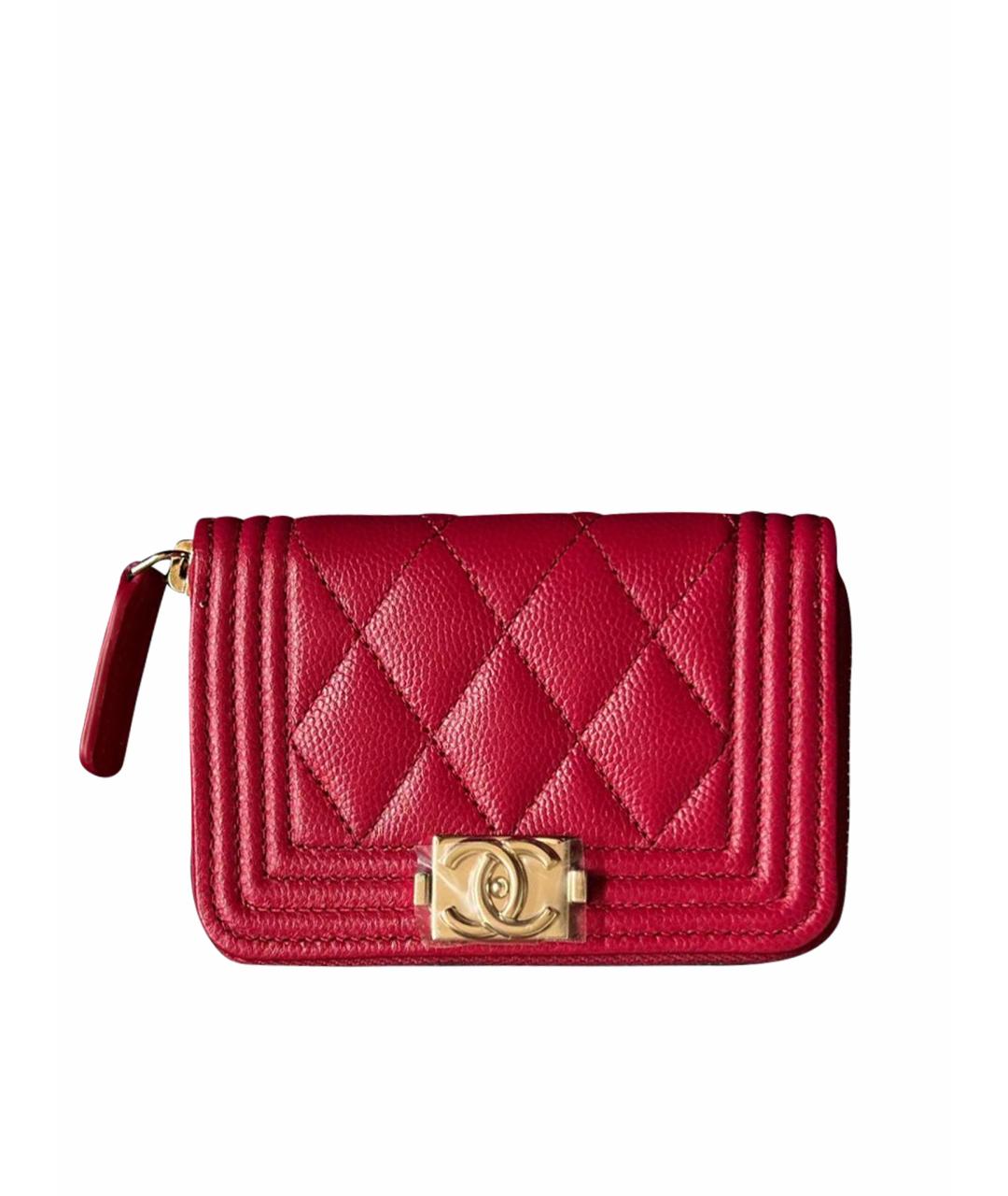 CHANEL Красный кожаный кошелек, фото 1