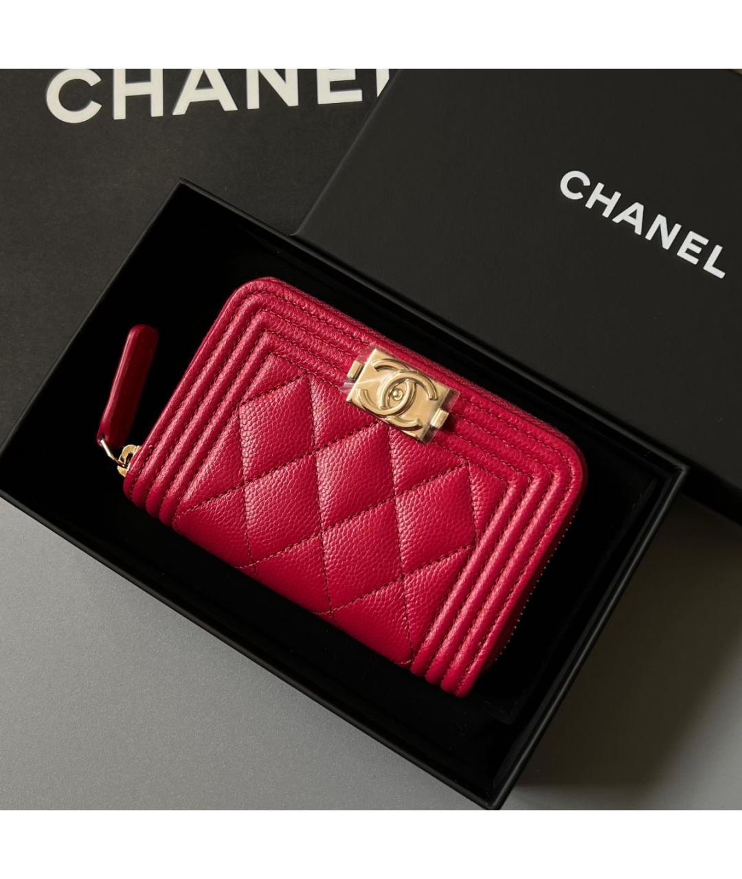 CHANEL Красный кожаный кошелек, фото 3