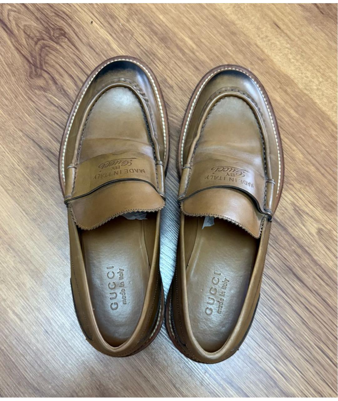 GUCCI Коричневые кожаные лоферы, фото 3