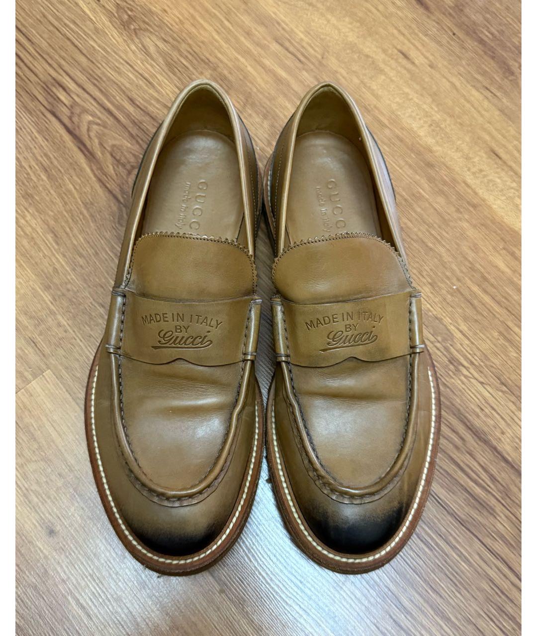 GUCCI Коричневые кожаные лоферы, фото 2