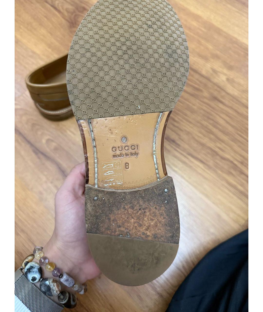 GUCCI Коричневые кожаные лоферы, фото 5