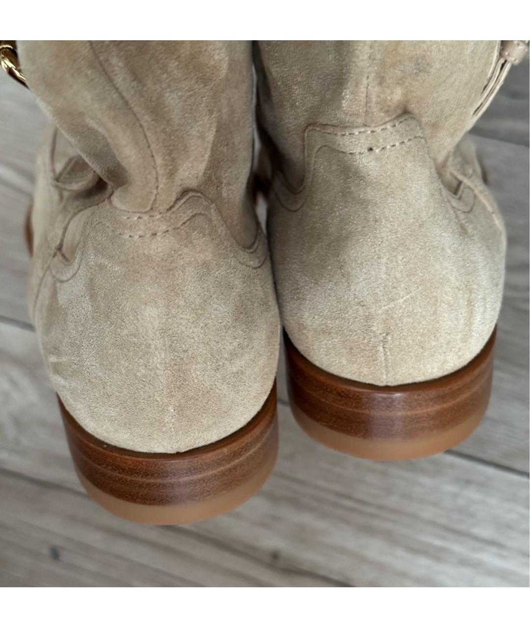 LOUIS VUITTON Бежевые замшевые ботильоны, фото 4