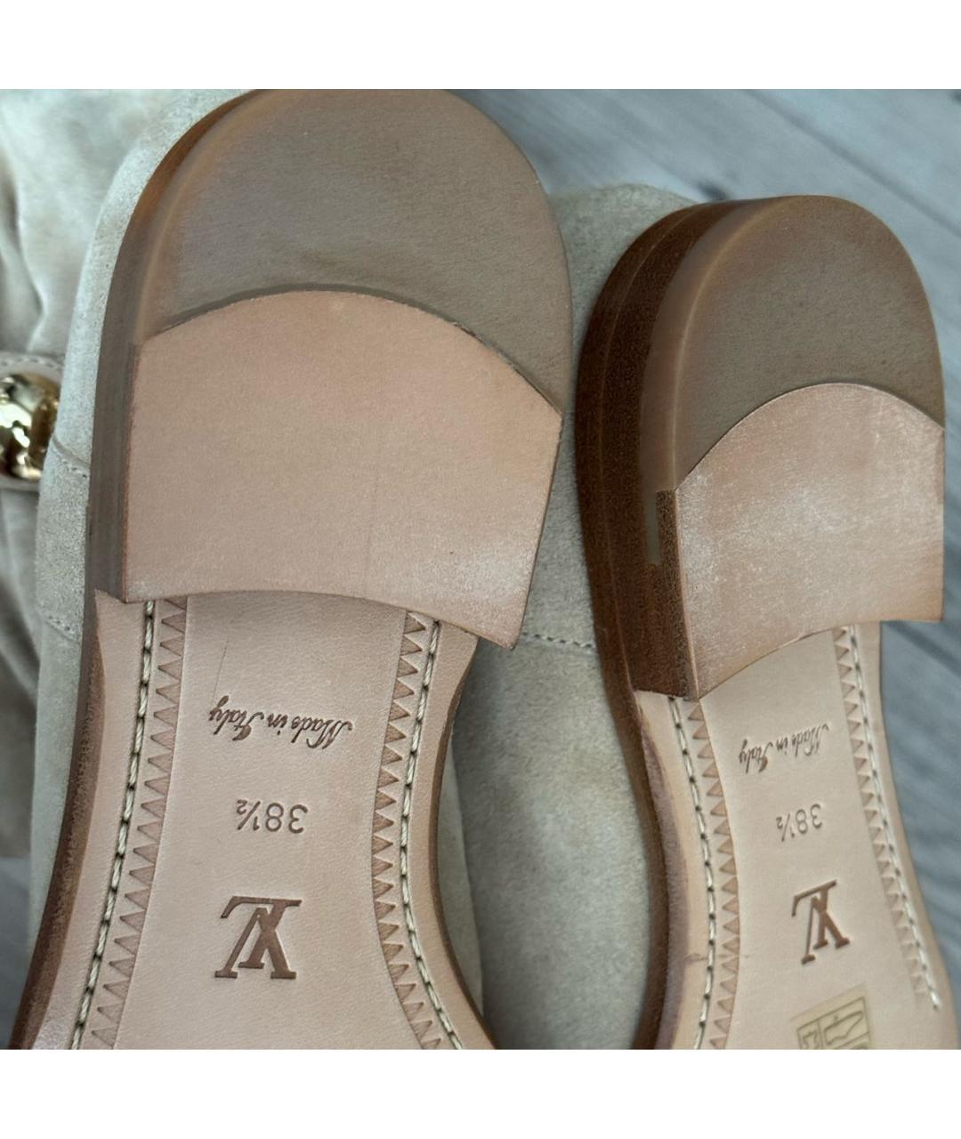 LOUIS VUITTON Бежевые замшевые ботильоны, фото 6