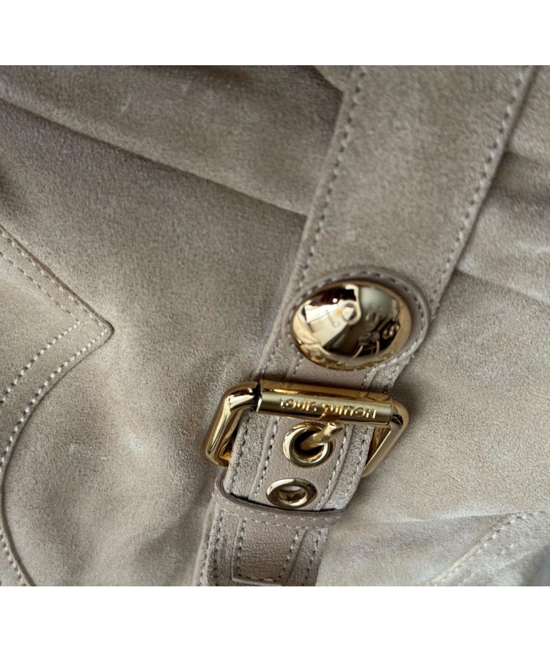 LOUIS VUITTON Бежевые замшевые ботильоны, фото 5