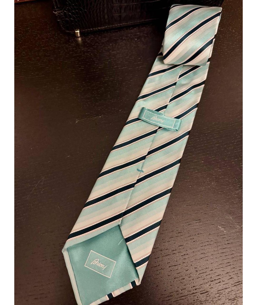 BRIONI Бирюзовый шелковый галстук, фото 5