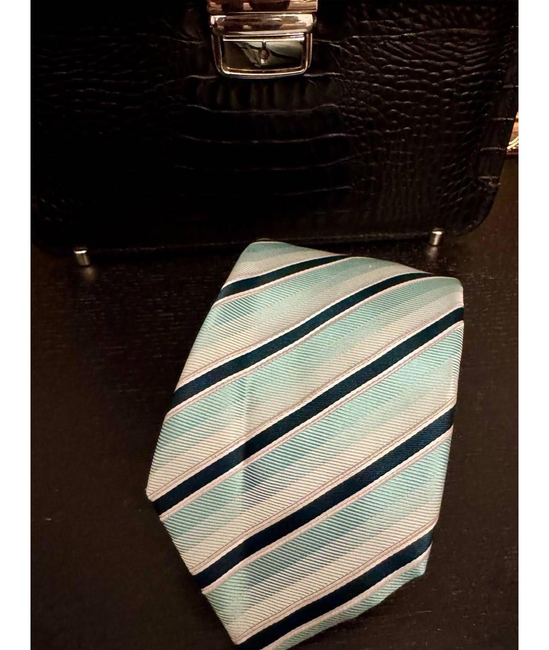 BRIONI Бирюзовый шелковый галстук, фото 2