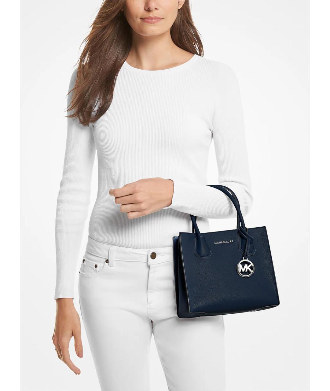 MICHAEL KORS Синяя кожаная сумка с короткими ручками, фото 3