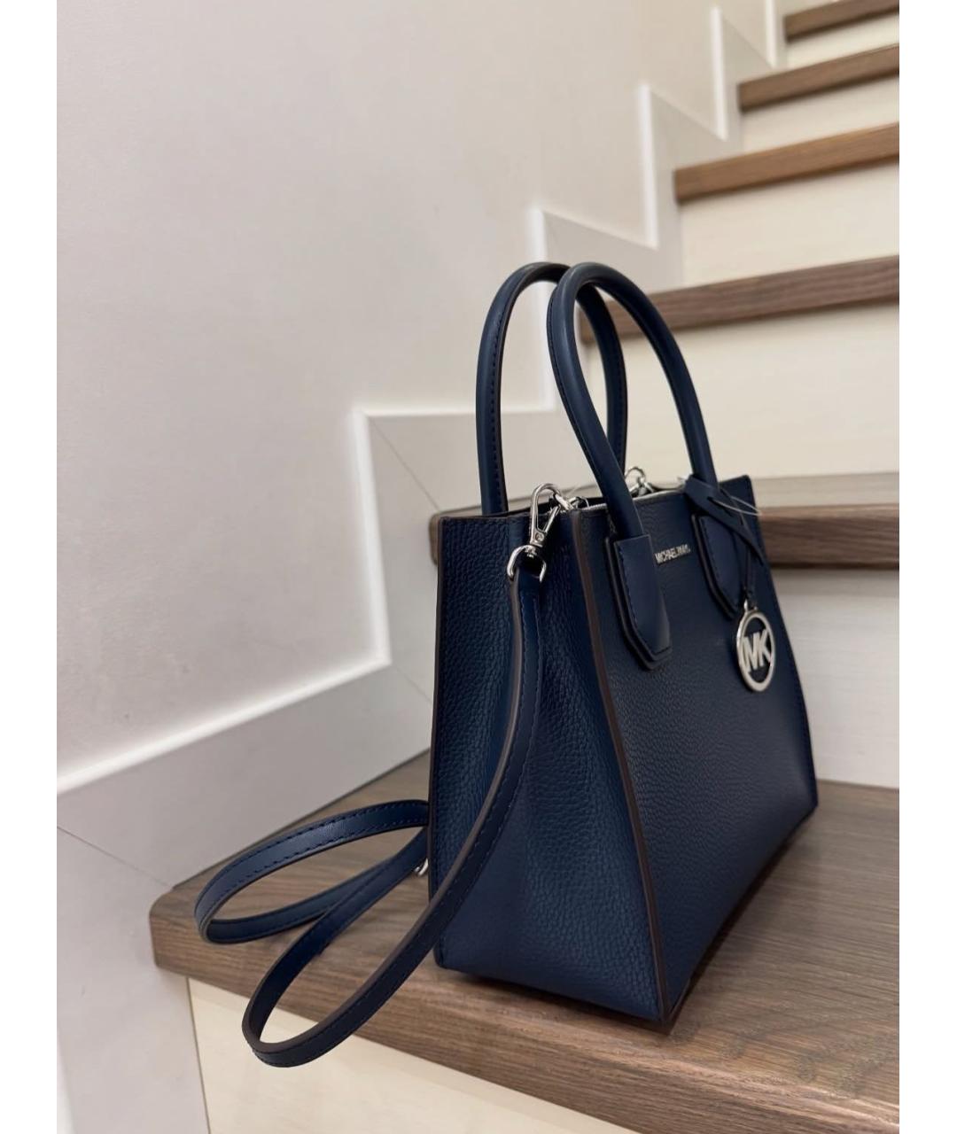 MICHAEL KORS Синяя кожаная сумка с короткими ручками, фото 7