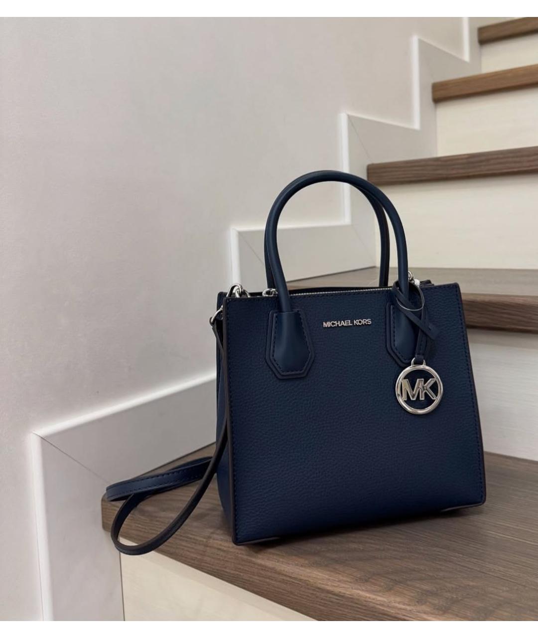 MICHAEL KORS Синяя кожаная сумка с короткими ручками, фото 4
