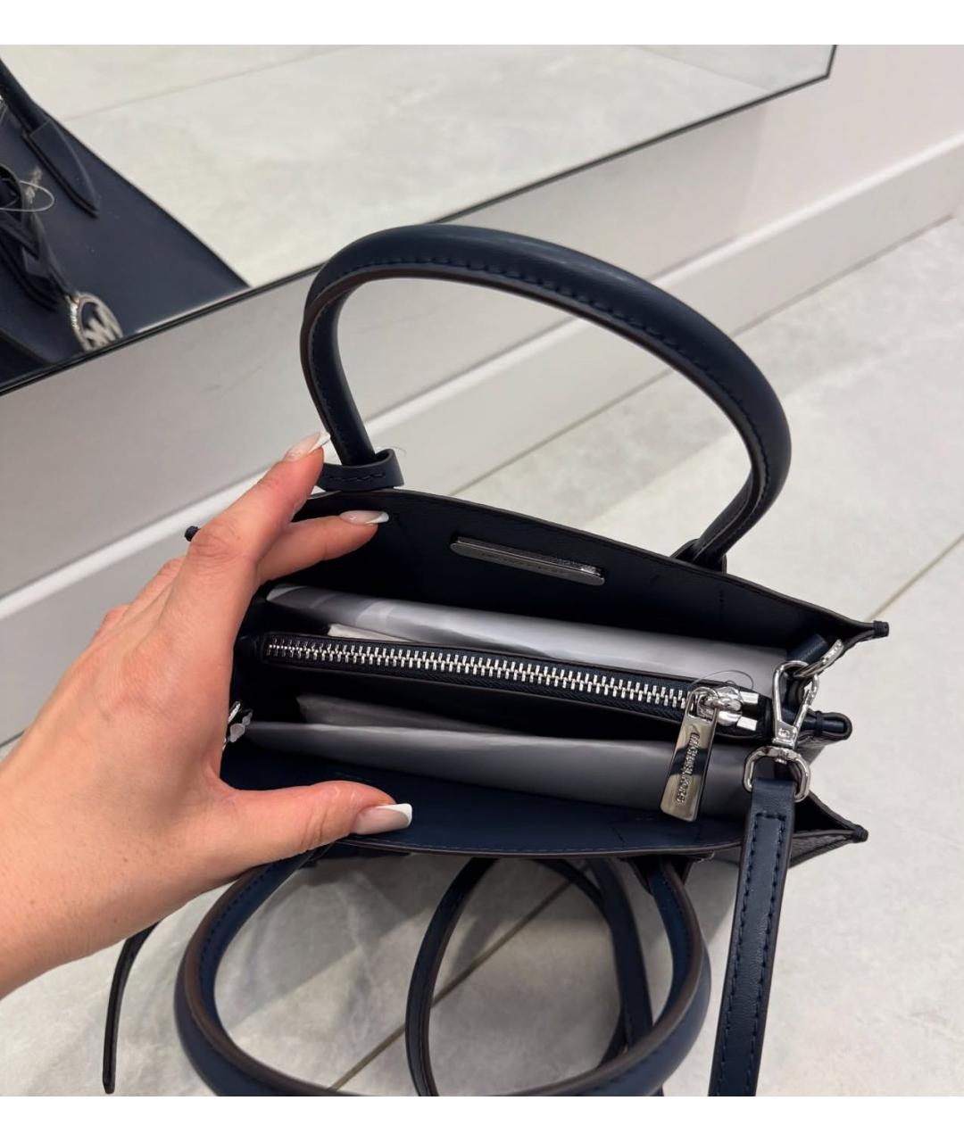 MICHAEL KORS Синяя кожаная сумка с короткими ручками, фото 6