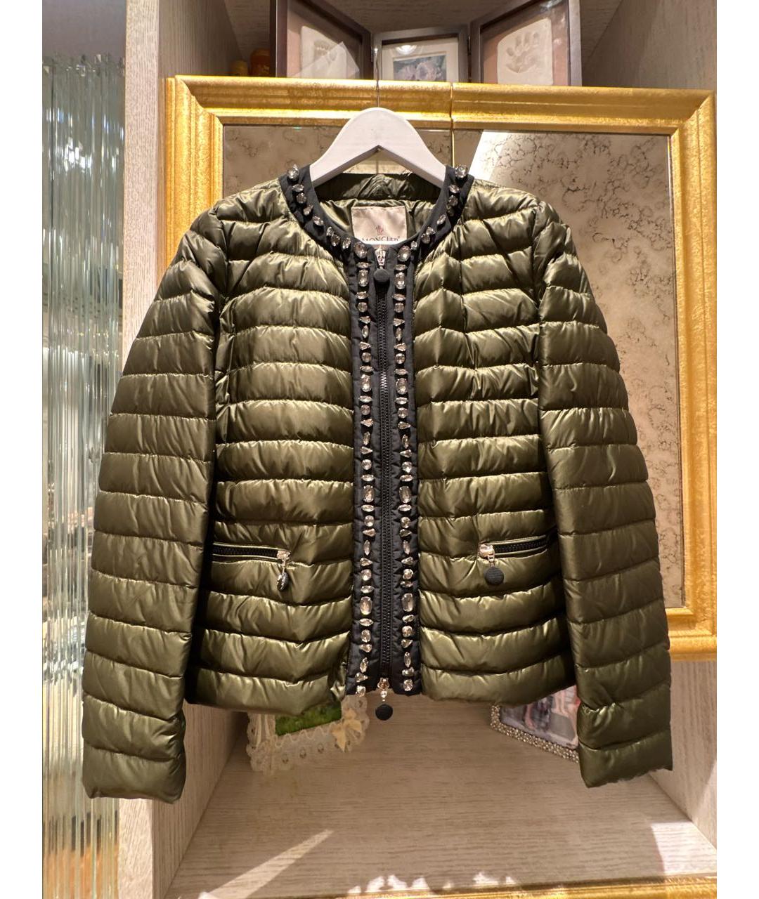 MONCLER Хаки полиамидовый пуховик, фото 9
