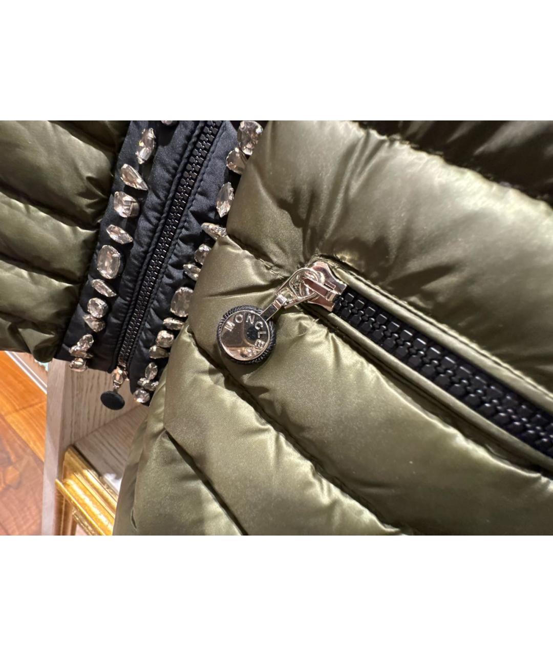 MONCLER Хаки полиамидовый пуховик, фото 4
