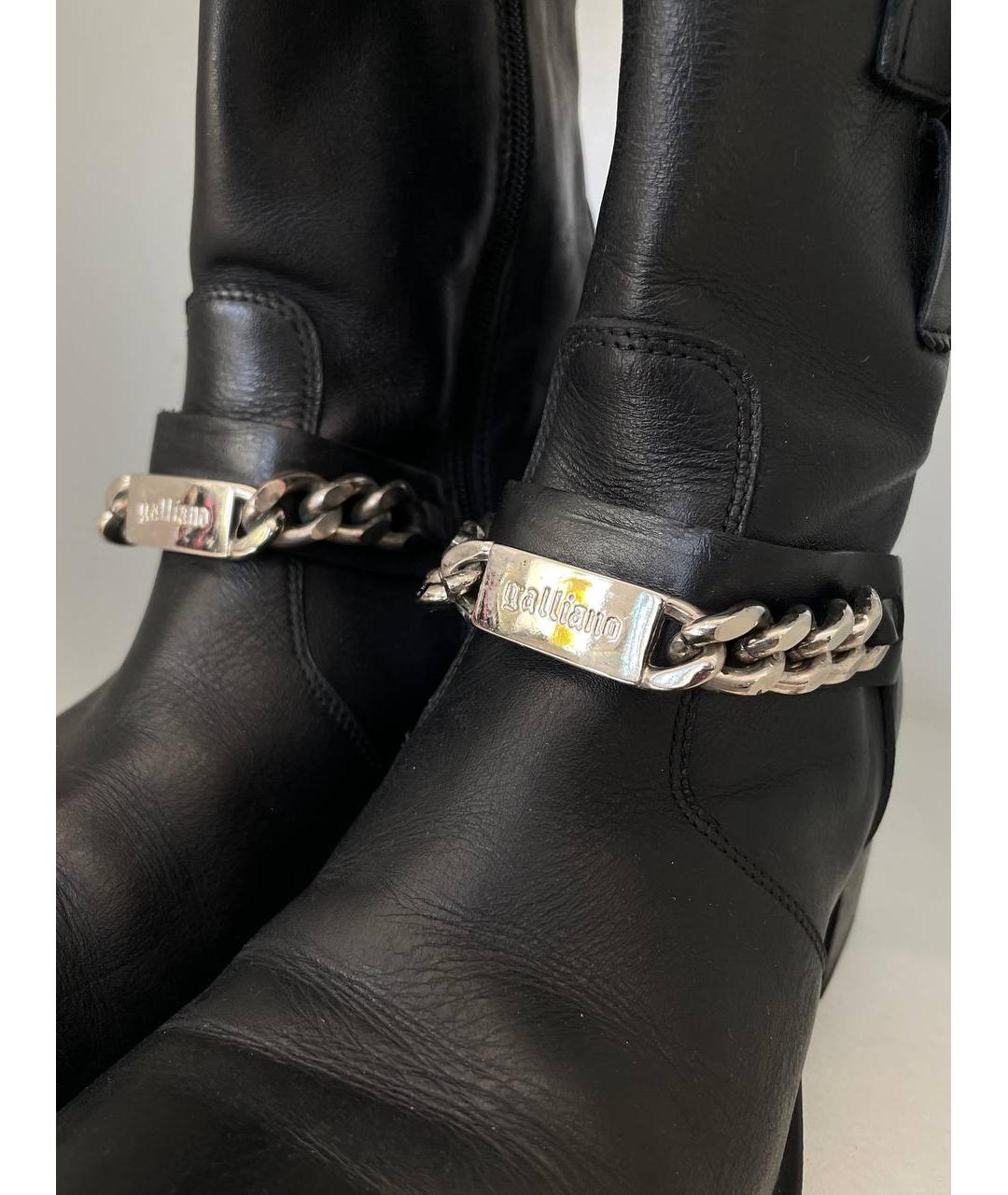 JOHN GALLIANO Черные кожаные полусапоги, фото 3