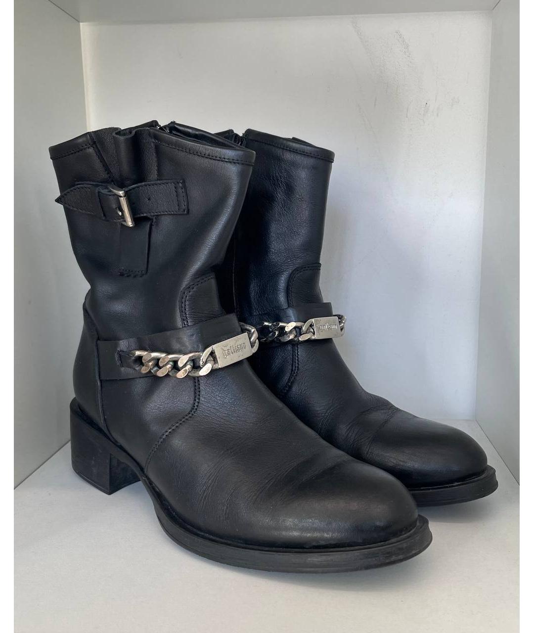 JOHN GALLIANO Черные кожаные полусапоги, фото 2