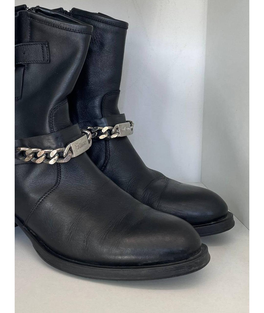 JOHN GALLIANO Черные кожаные полусапоги, фото 4