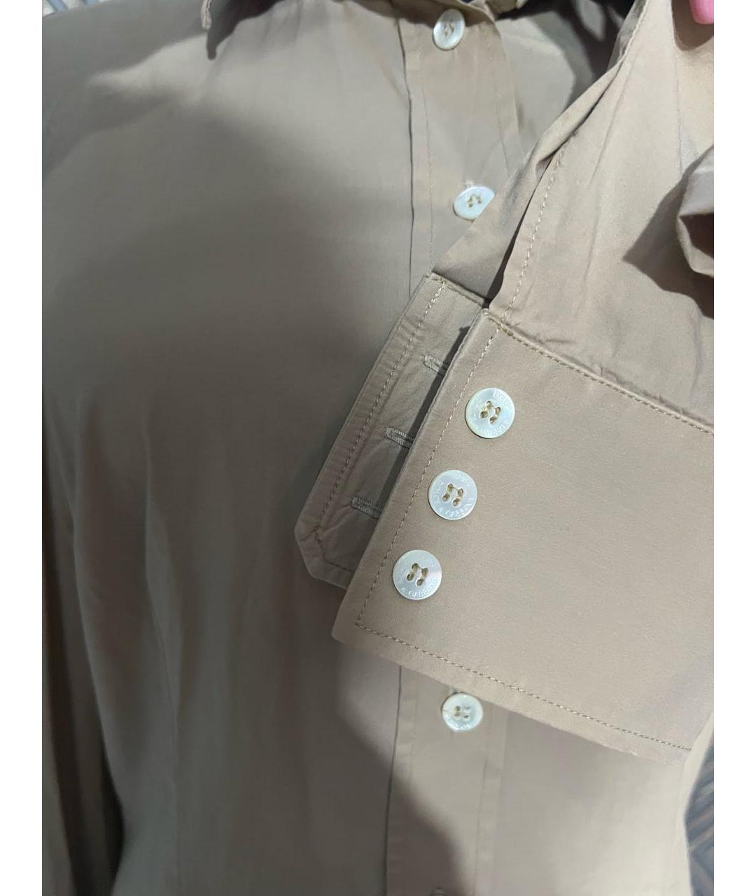 DOLCE&GABBANA Бежевая хлопковая рубашка, фото 4