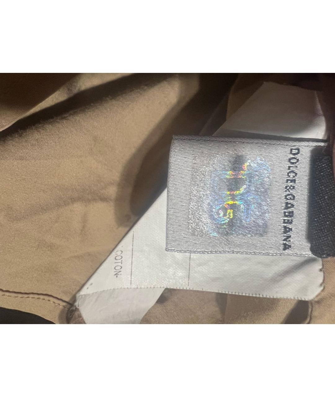 DOLCE&GABBANA Бежевая хлопковая рубашка, фото 6