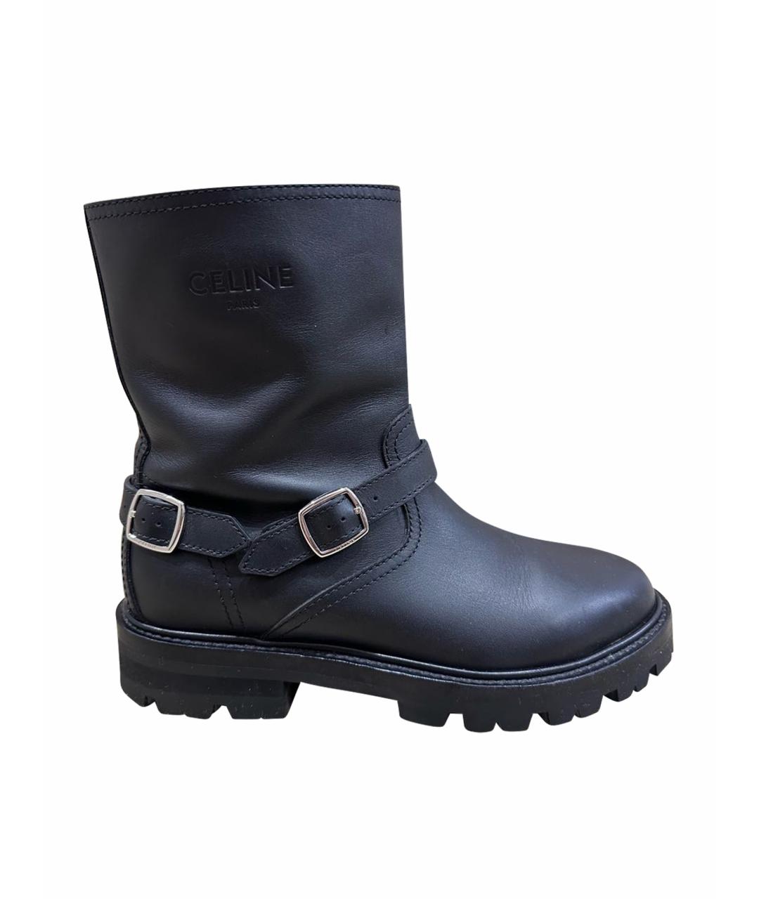 CELINE Черные кожаные полусапоги, фото 1