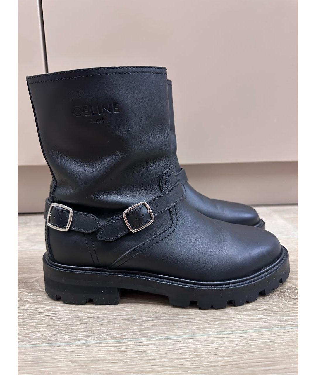 CELINE Черные кожаные полусапоги, фото 6