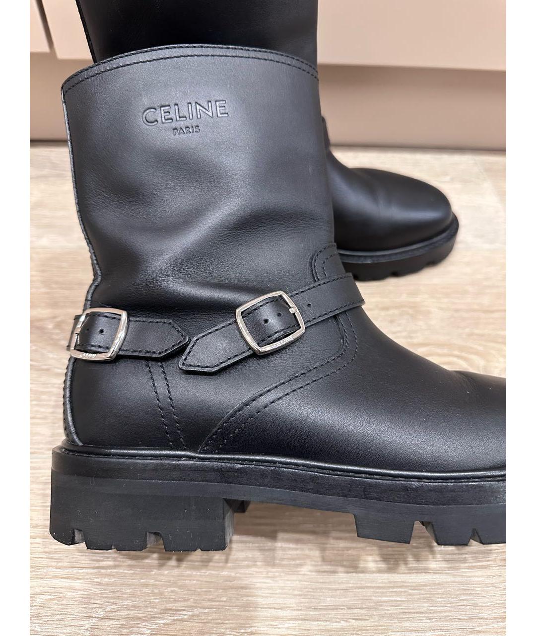 CELINE Черные кожаные полусапоги, фото 5