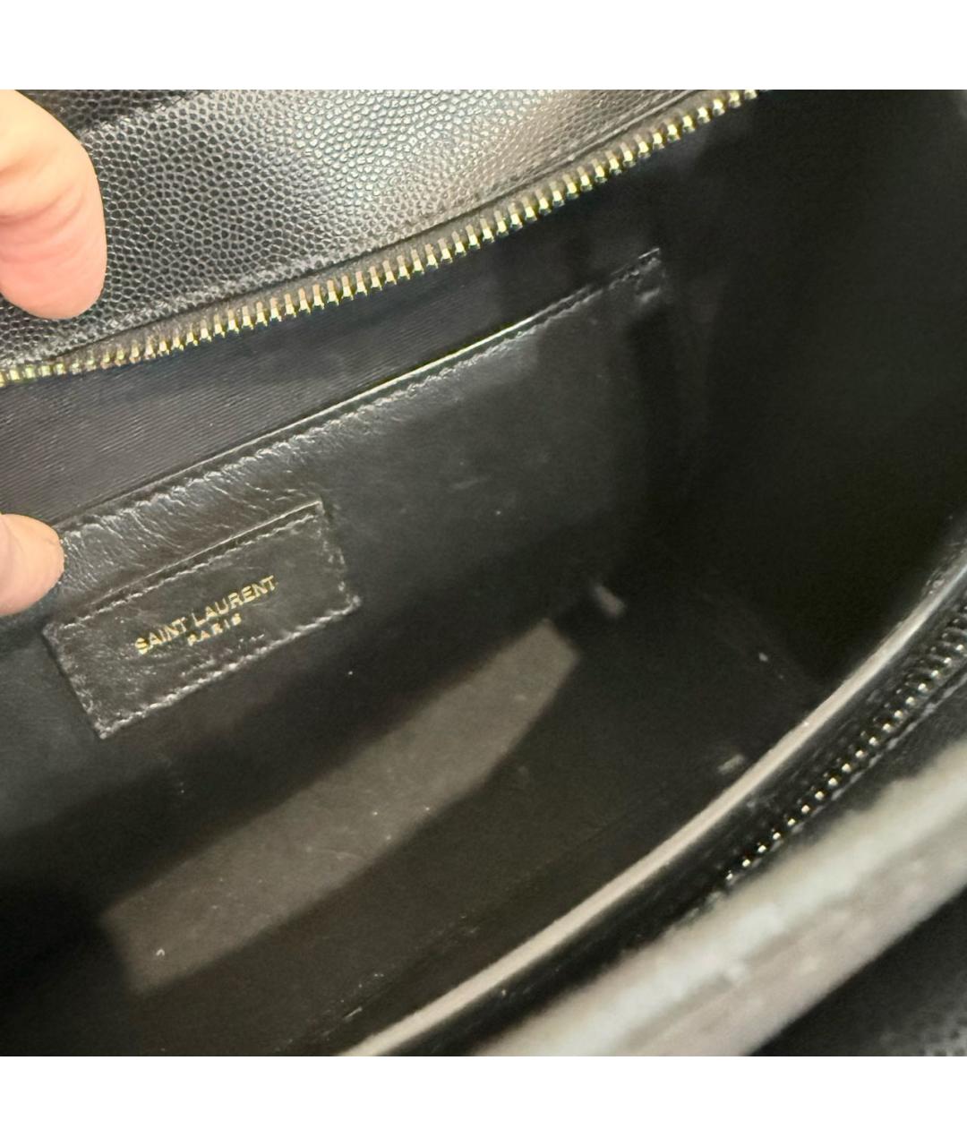 SAINT LAURENT Черная кожаная сумка с короткими ручками, фото 4