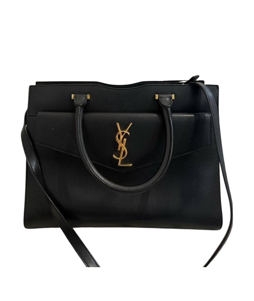 SAINT LAURENT Черная кожаная сумка с короткими ручками, фото 1