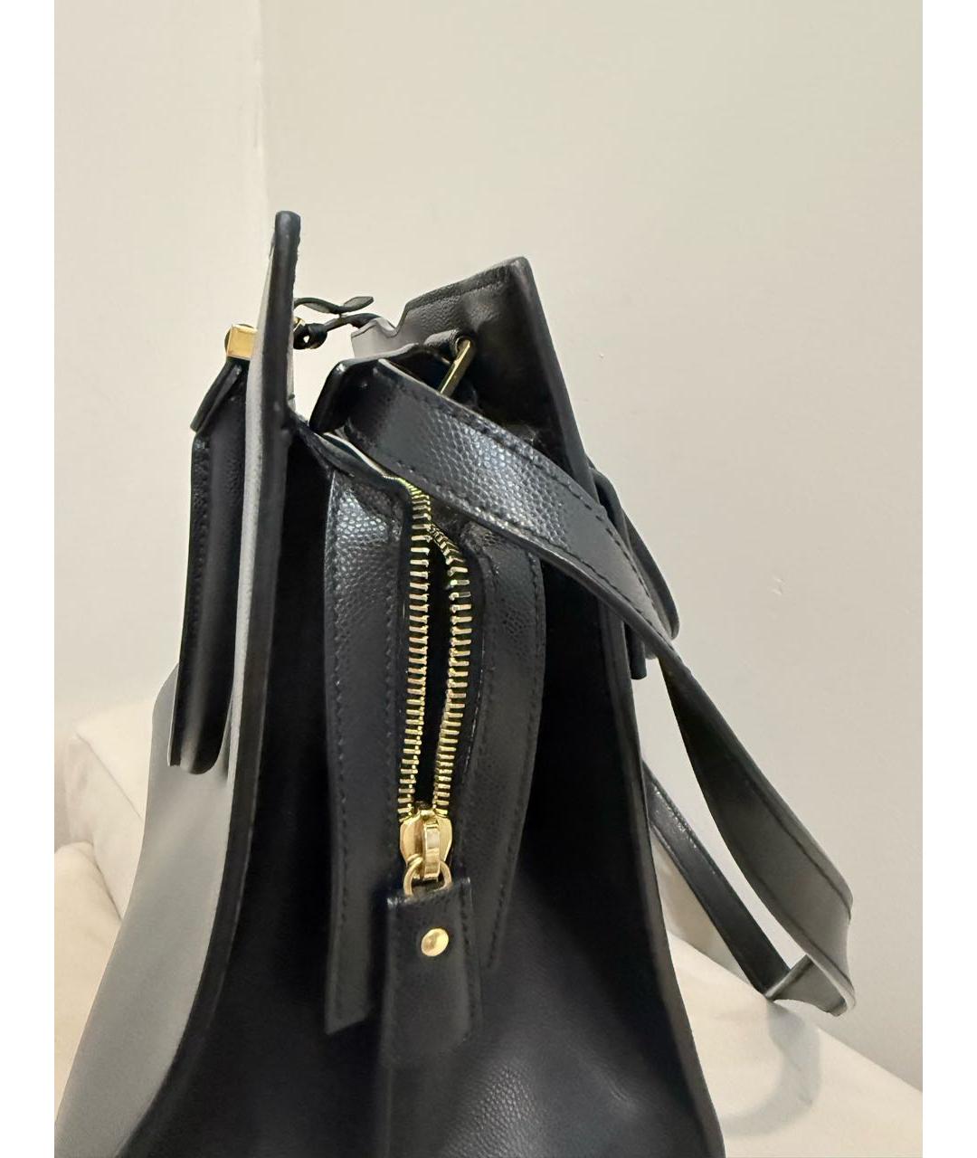 SAINT LAURENT Черная кожаная сумка с короткими ручками, фото 2