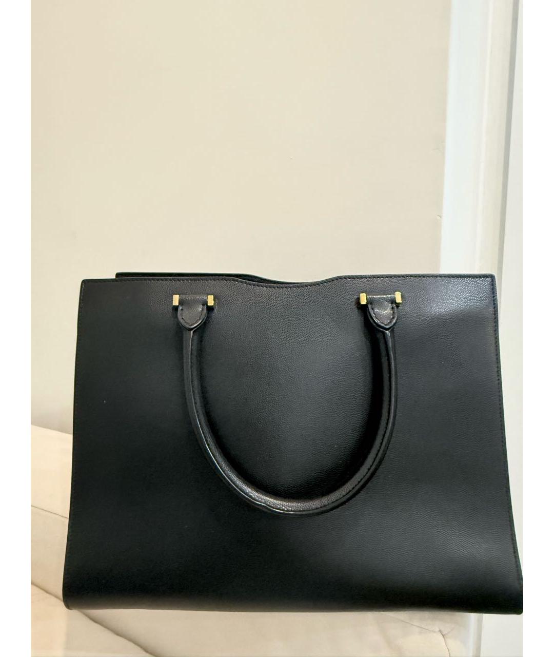 SAINT LAURENT Черная кожаная сумка с короткими ручками, фото 3