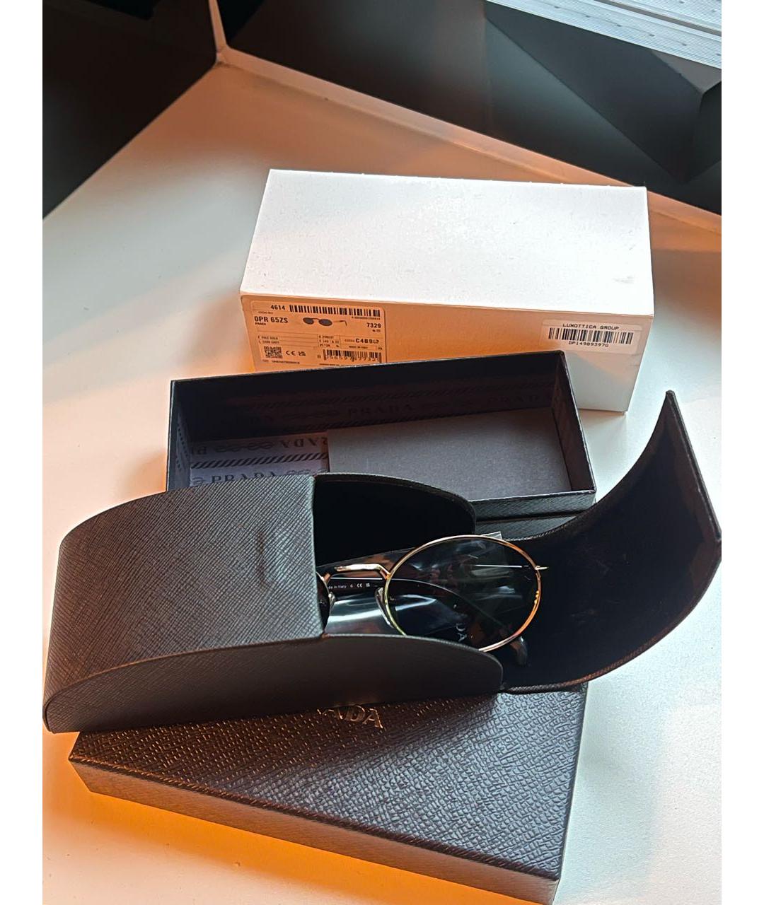 PRADA Золотые металлические солнцезащитные очки, фото 6