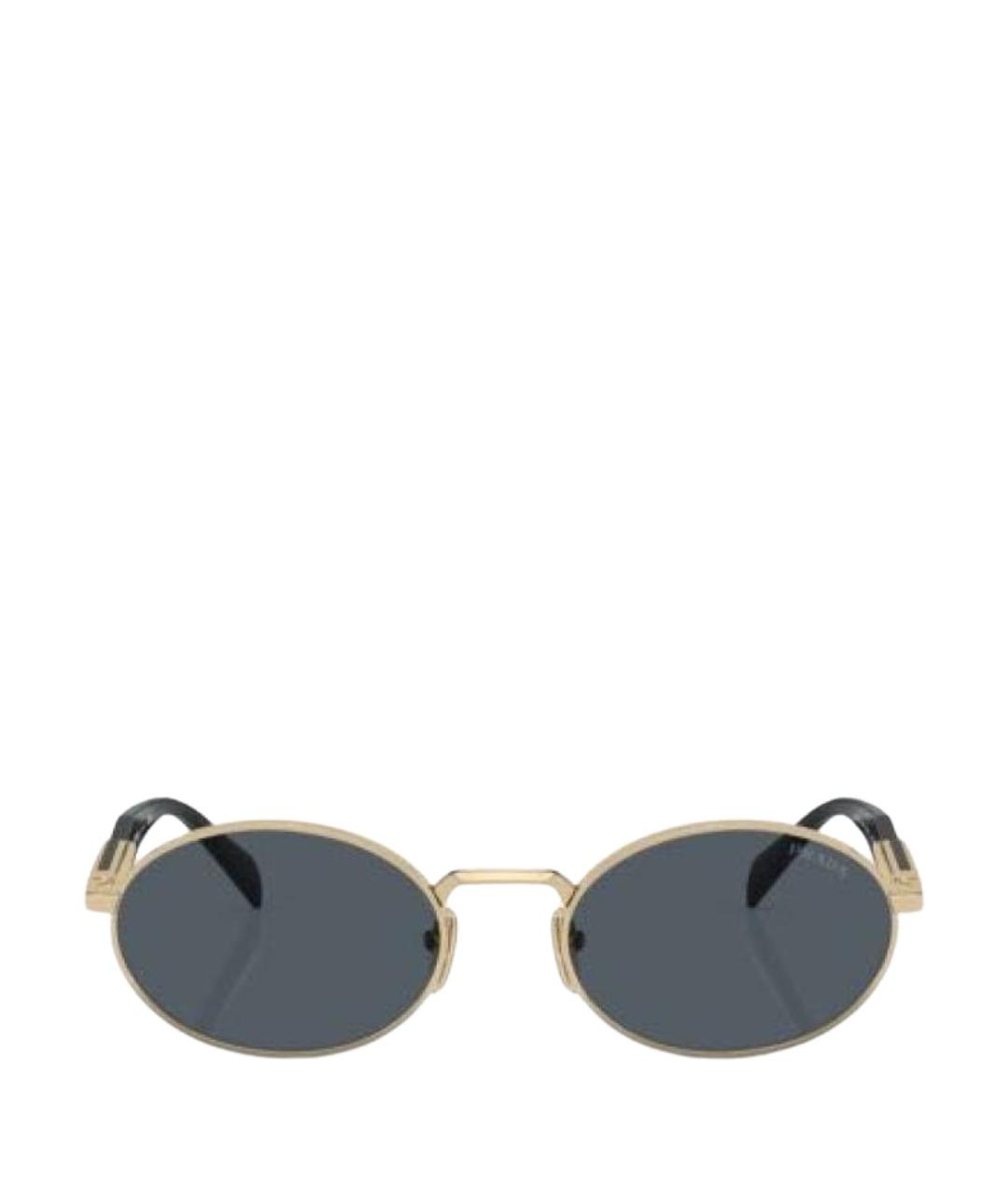 PRADA Золотые металлические солнцезащитные очки, фото 1