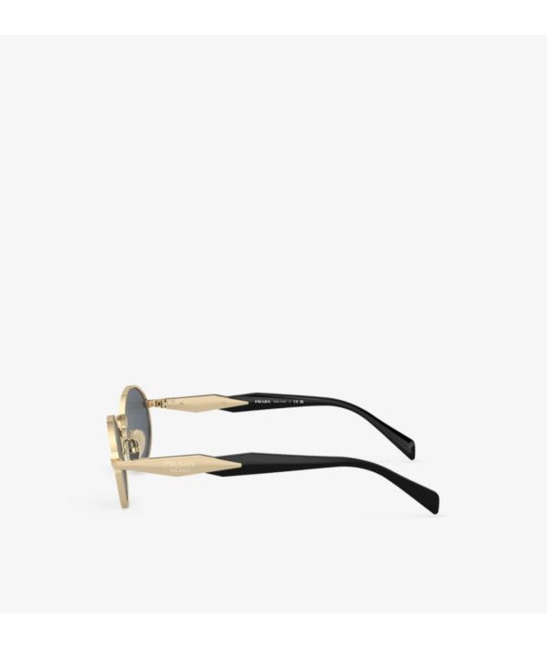 PRADA Золотые металлические солнцезащитные очки, фото 3