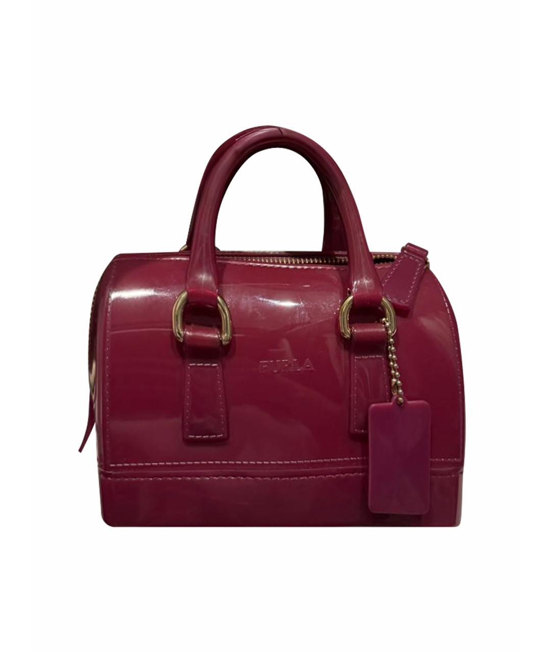 FURLA Бордовая кожаная сумка с короткими ручками, фото 1