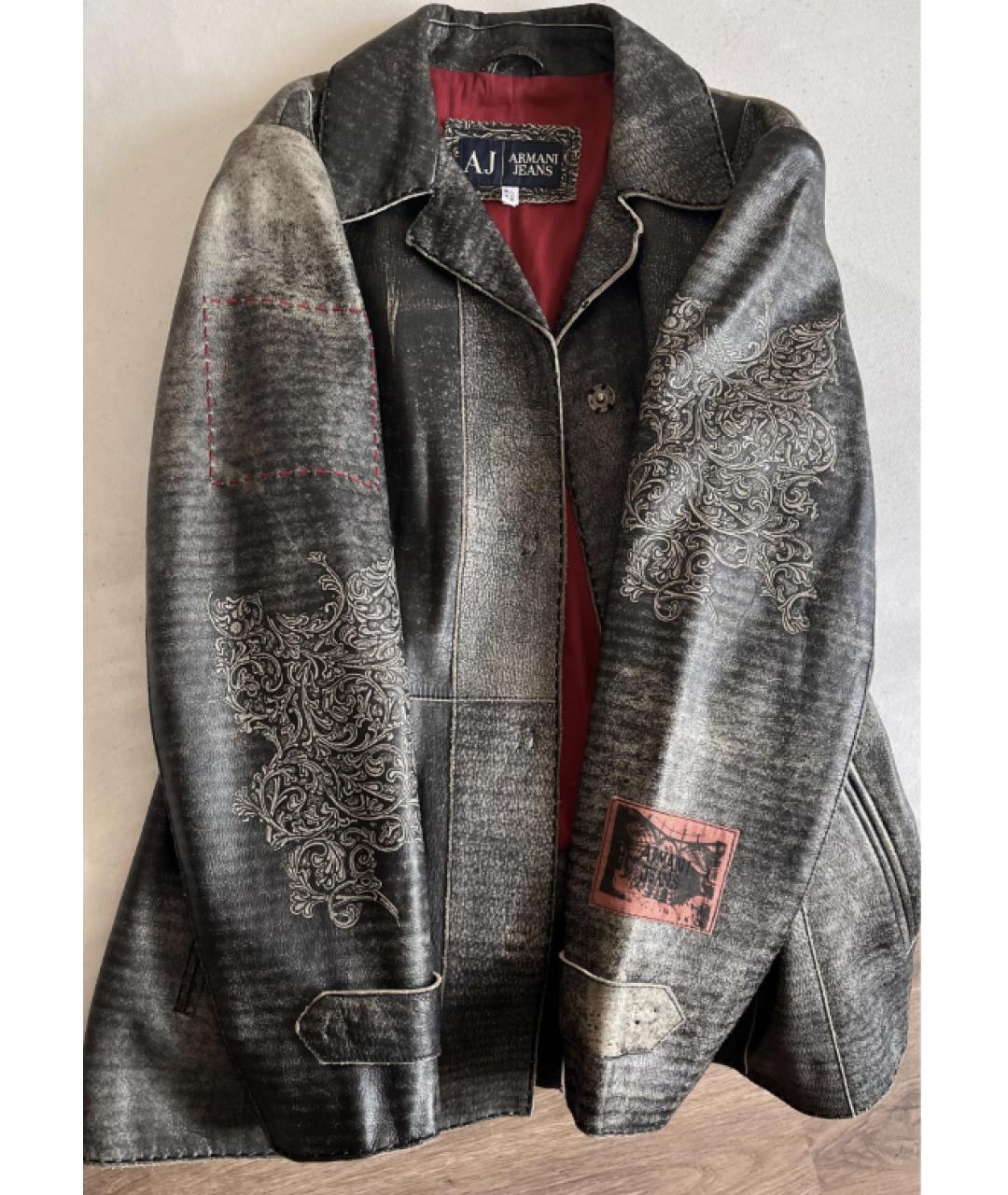 ARMANI JEANS Серая кожаная куртка, фото 9