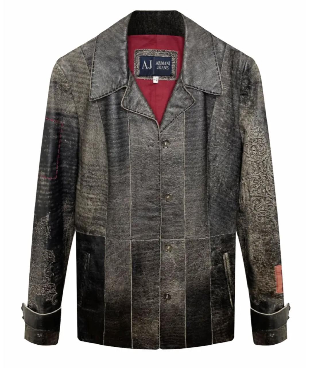 ARMANI JEANS Серая кожаная куртка, фото 1