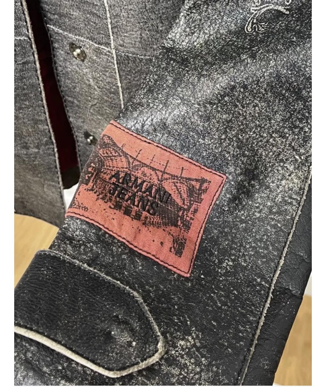 ARMANI JEANS Серая кожаная куртка, фото 7