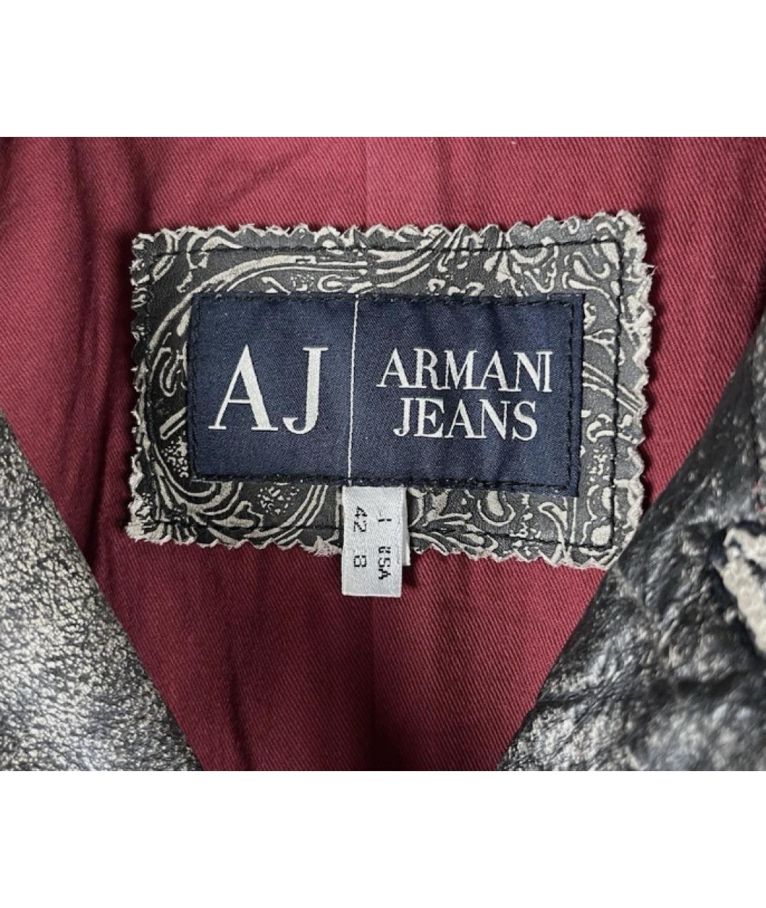 ARMANI JEANS Серая кожаная куртка, фото 4