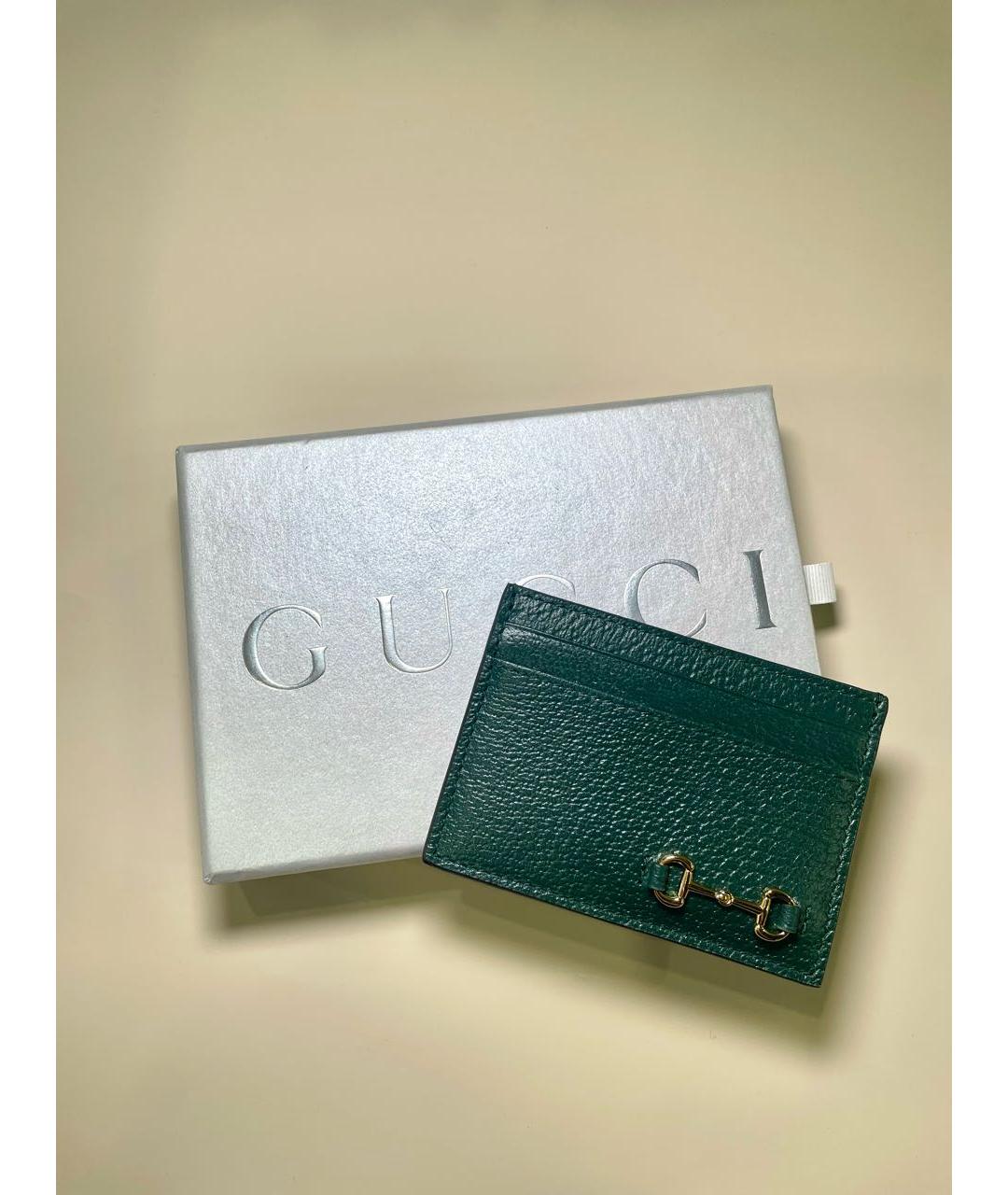 GUCCI Зеленый кожаный кардхолдер, фото 6