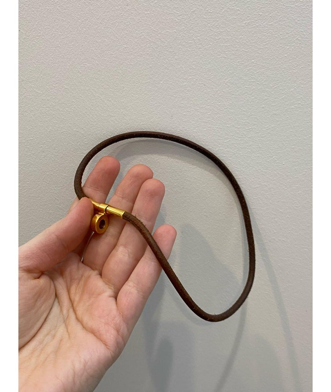 HERMES Коричневый кожаный чокер, фото 5