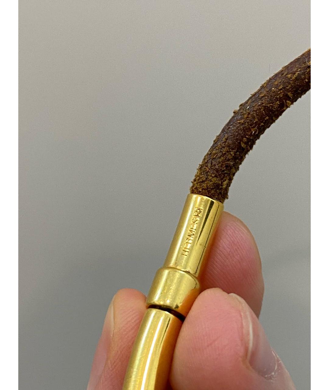 HERMES Коричневый кожаный чокер, фото 4