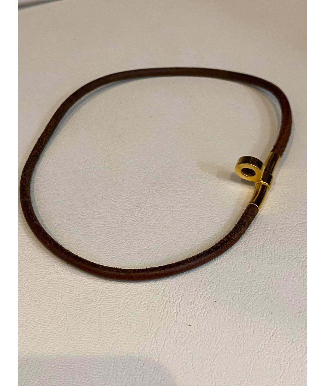 HERMES Коричневый кожаный чокер, фото 6