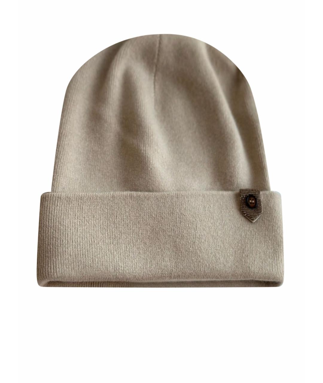 BRUNELLO CUCINELLI Бежевая кашемировая шапка, фото 1