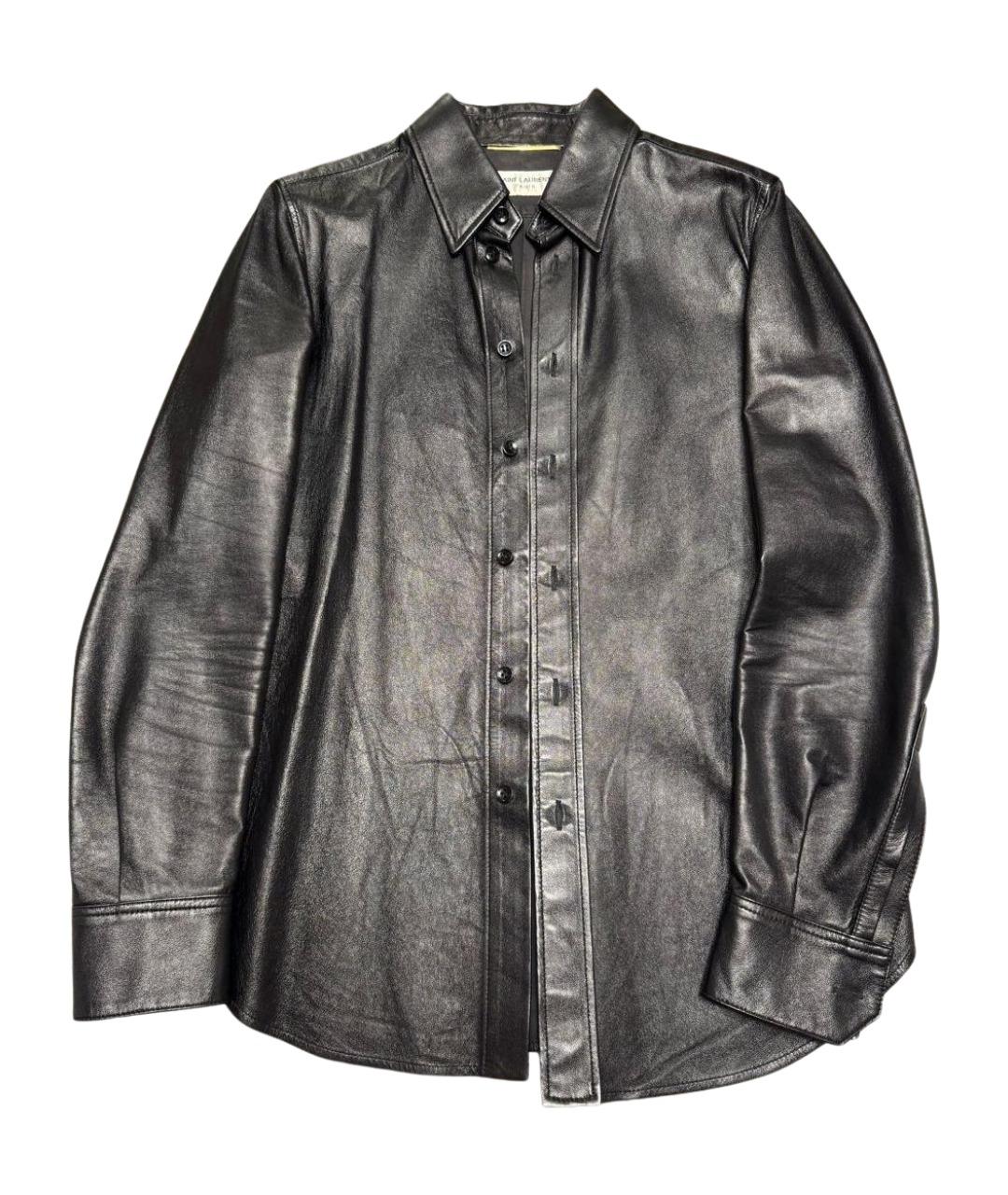 SAINT LAURENT Черная кожаная рубашка, фото 1