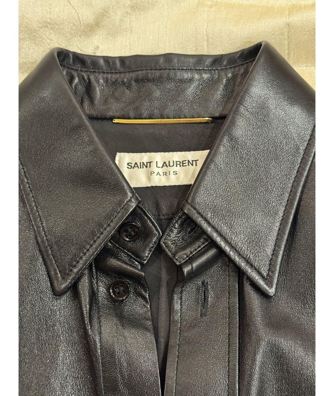 SAINT LAURENT Черная кожаная рубашка, фото 3